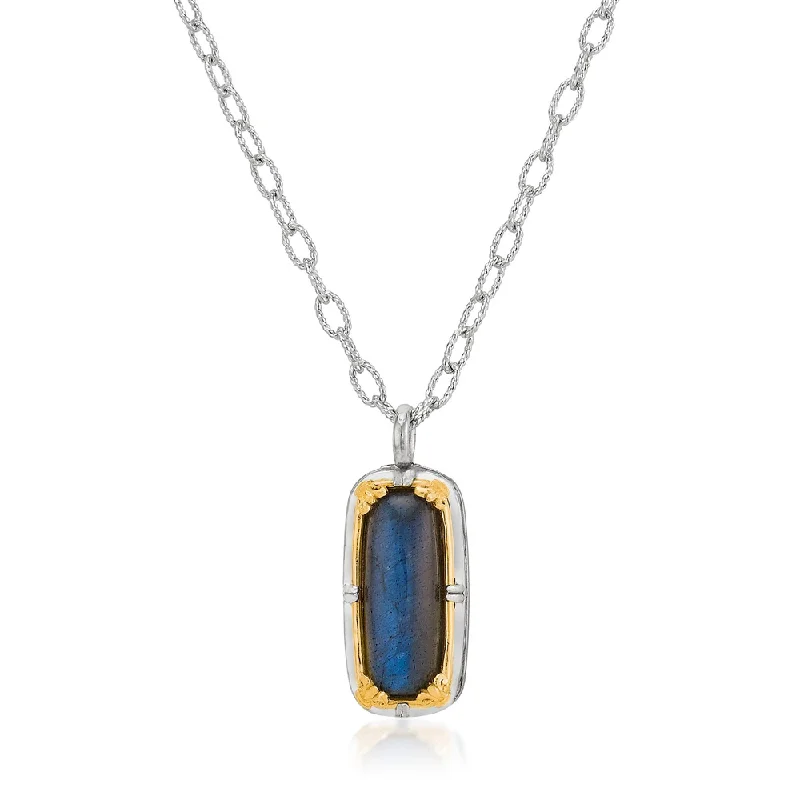 Best necklaces and pendants with sterling silver for an affordable yet stylish choice-Rectangular Labradorite Necklace with 18k Gold Vermeil