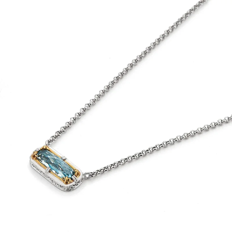 Best necklaces and pendants with matching rings for a coordinated jewelry set-East-West Blue Topaz Necklace with 18k Gold Vermeil