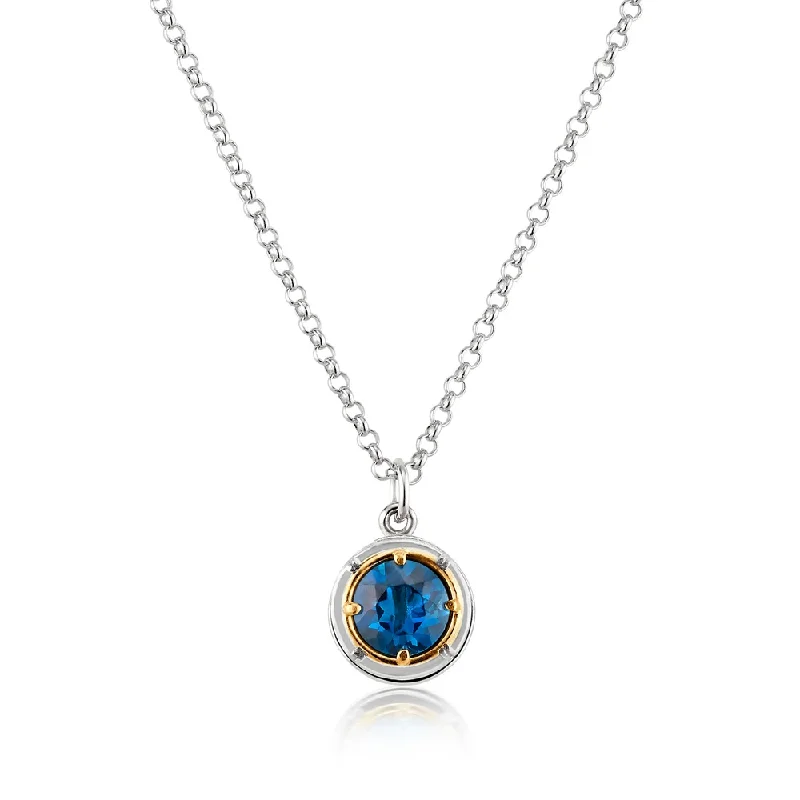 Unique necklaces and pendants with engraved messages for a sentimental gift-Round London Blue Topaz Necklace with 18k Gold Vermeil