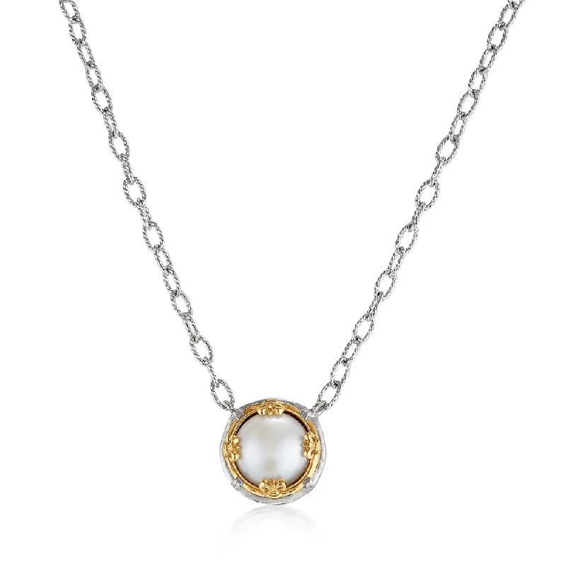 Best necklaces and pendants with heart-shaped designs for a romantic look-Large Round Pearl Necklace with 18k Gold Vermeil