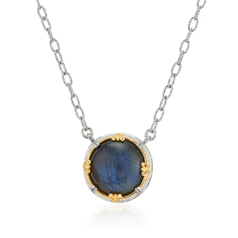 Stunning necklaces and pendants with birthstone pendants for a personal touch-Large Round Labradorite with 18k Gold Vermeil Necklace