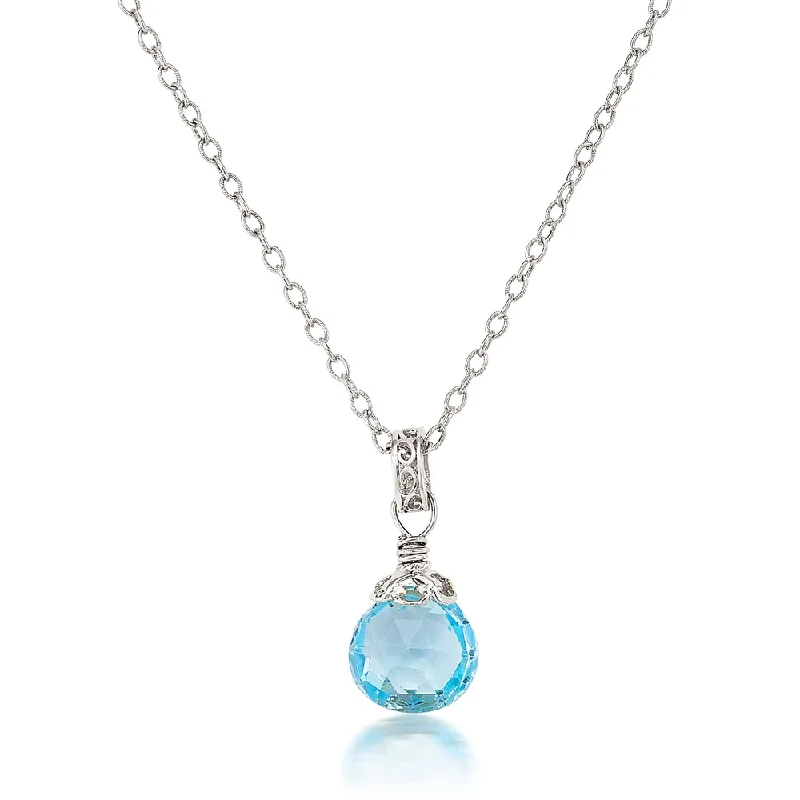 Necklaces and pendants with leaf-shaped designs for an earthy, organic feel-Blue Topaz Drop Necklace in Silver