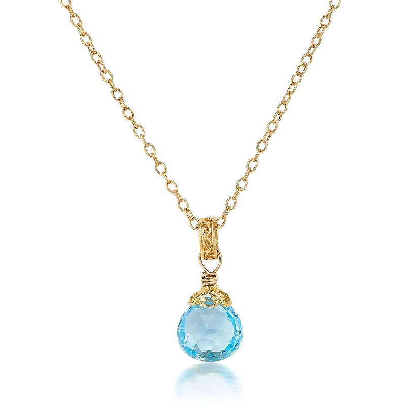 Best necklaces and pendants with infinity hearts for a romantic, eternal symbol-Blue Topaz Drop Necklace in Gold