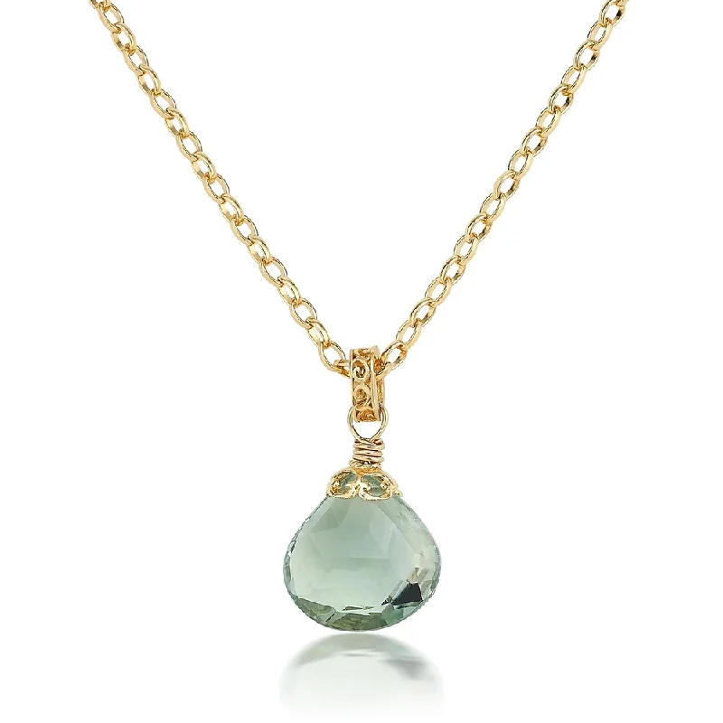 Best necklaces and pendants with black diamonds for an edgy, bold statement-Green Amethyst Drop Necklace in Gold