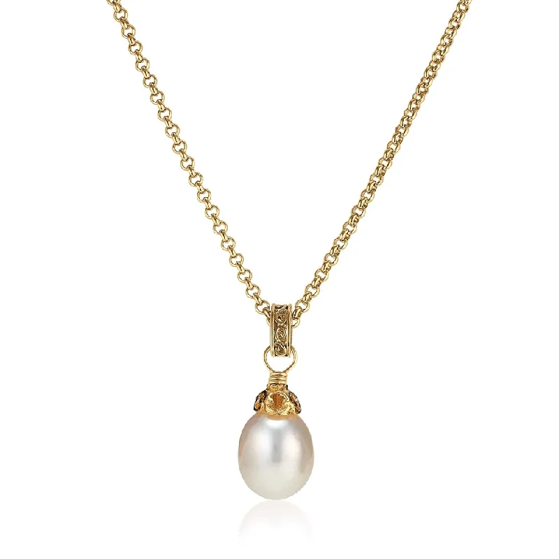 Beautiful necklaces and pendants with butterfly motifs for a whimsical style-Large Pearl Teardrop Necklace in Gold