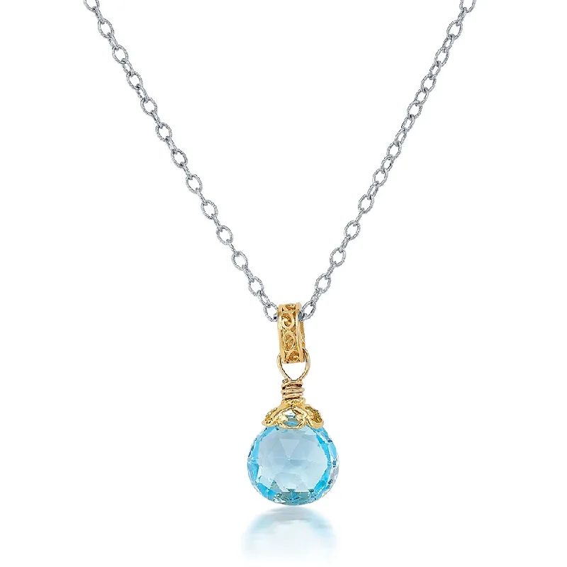 Best necklaces and pendants with adjustable chains for a customizable fit-Blue Topaz Two-tone Drop Necklace