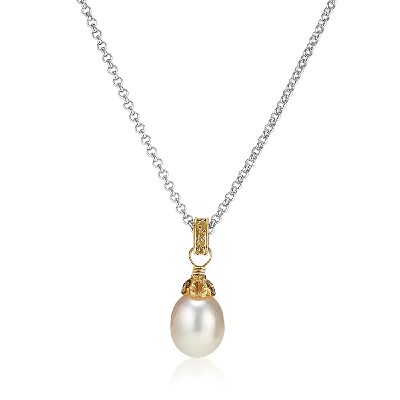 Necklaces and pendants with diamond pendants for a luxurious sparkling effect-Large Pearl Teardrop Necklace with 18k Gold Vermeil