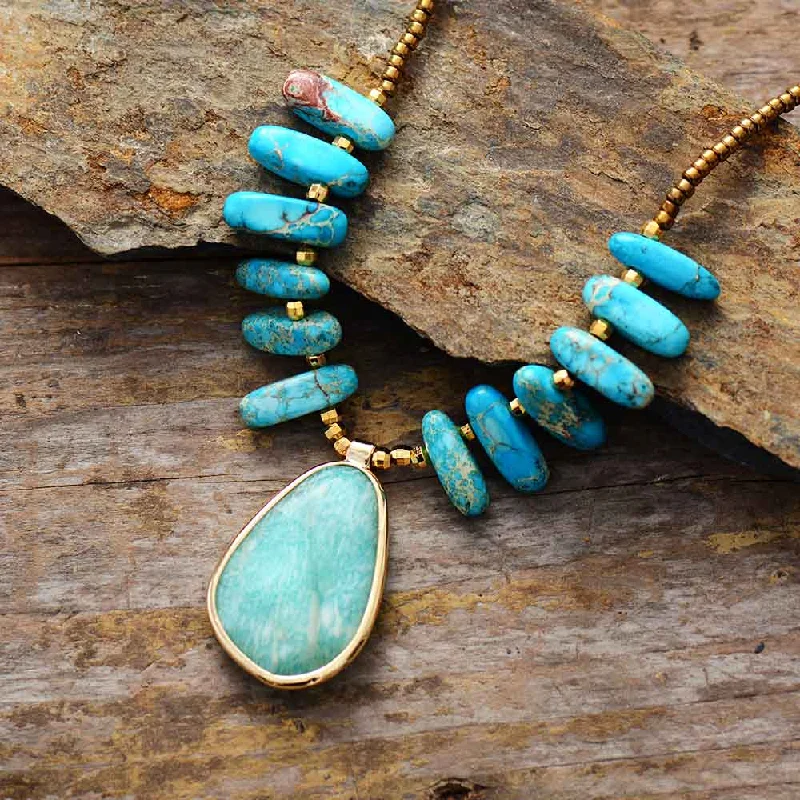 Beautiful necklaces and pendants with natural stones for an earthy, organic vibe-Ocean Of Opportunity Amazonite Necklace