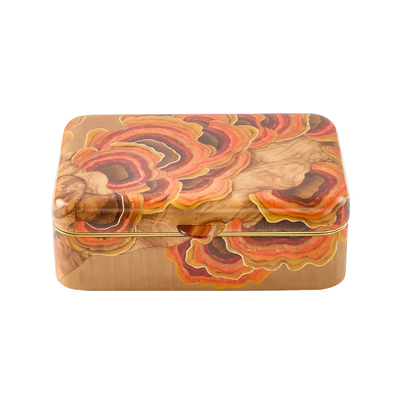 Best necklaces and pendants with heart-shaped lockets for a sentimental keepsake-Orange Mushroom Marquetry Box - Medium