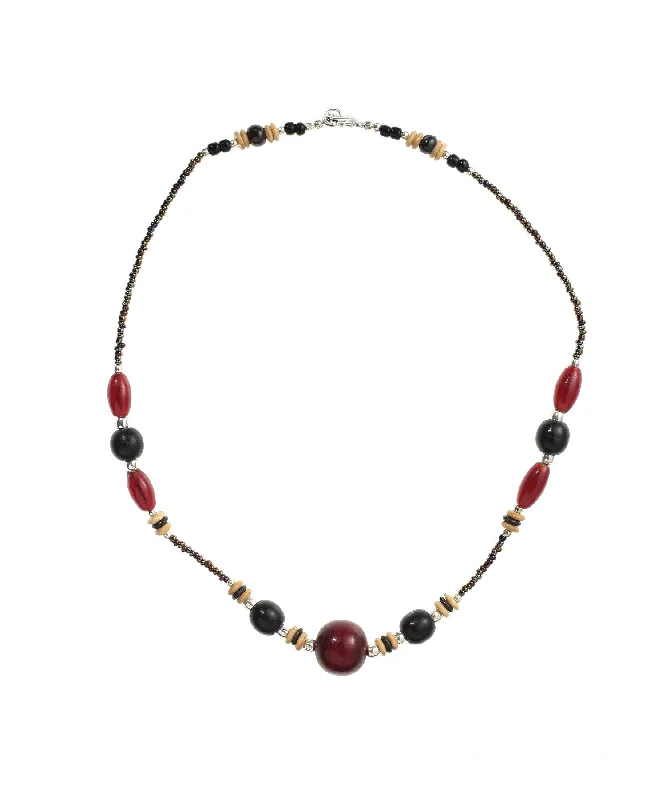 Stunning necklaces and pendants with birthstone pendants for a personal touch-Red Amber, Bone & Horn Necklace