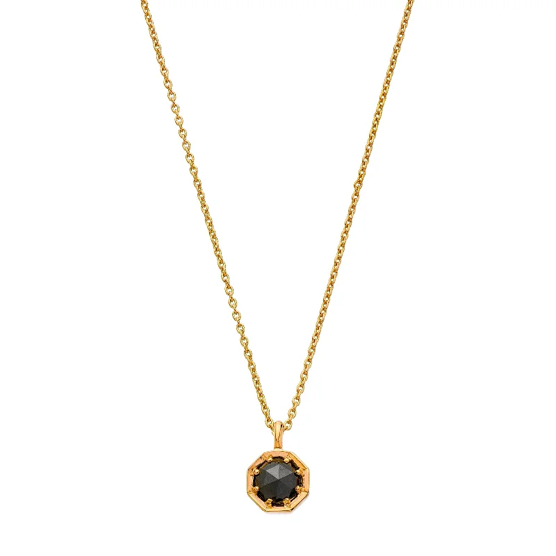 Necklaces and pendants with love knot designs for a romantic, meaningful symbol-Octagon Black Diamond Necklace - Rose Gold