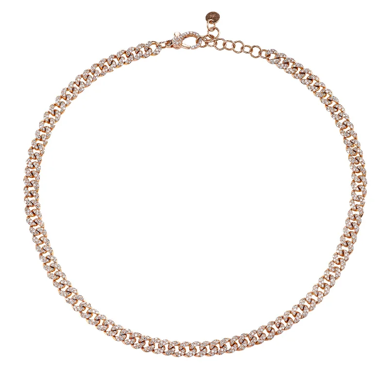 Necklaces and pendants with star-shaped designs for a whimsical, celestial touch-Mini Diamond Link Necklace - Rose Gold