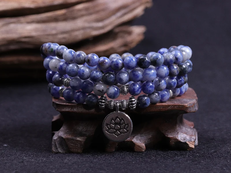 Necklaces and pendants with engraved messages for a deeply personal, sentimental gift-Sodalite Personal Power Mala