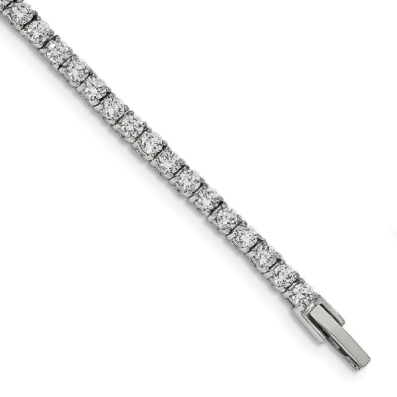 Necklaces and pendants with custom engravings for a personal, meaningful gift-Stainless Steel Polished with CZ 7.5in Tennis Bracelet