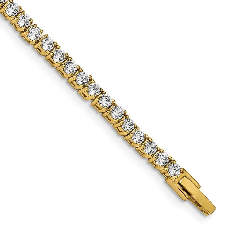 Necklaces and pendants with crescent moon designs for a celestial and mystical feel-Stainless Steel Polished Yellow IP-plated with CZ 7.5in Tennis Bracelet