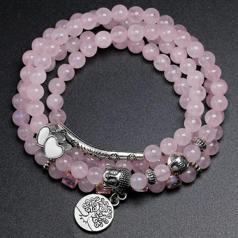 Best necklaces and pendants with sterling silver for an affordable yet stylish choice-The Loving Healer Rose Quartz Mala