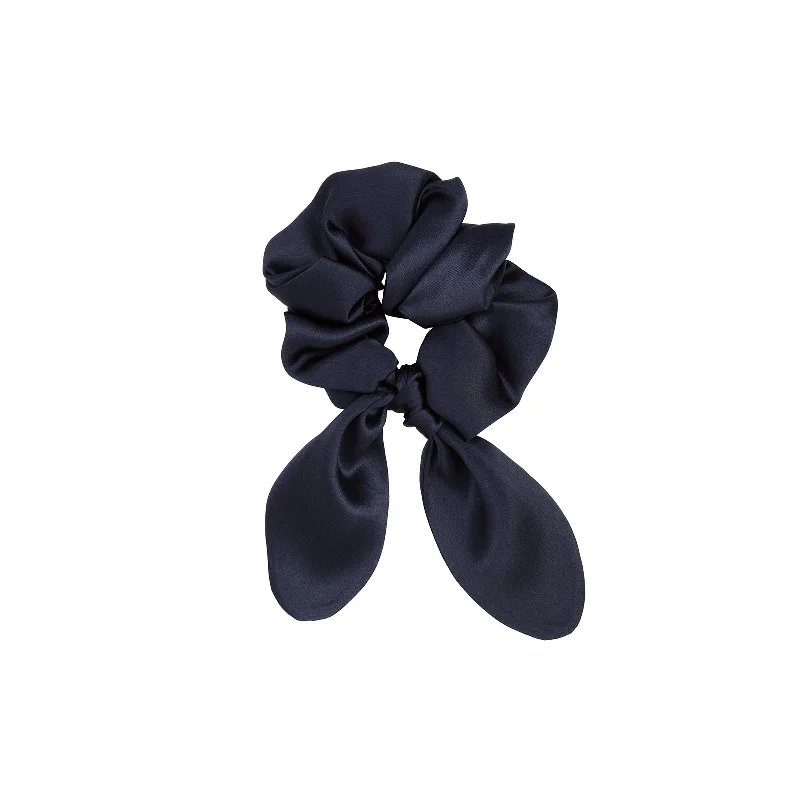 Necklaces and pendants with lotus flower designs for a spiritual, peaceful vibe-Navy Hair Scrunchie