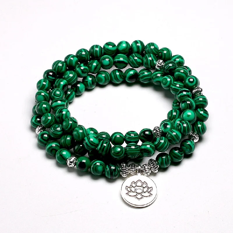 Stunning necklaces and pendants with ruby gemstones for a luxurious red hue-Strength and Balance Malachite 108 Mala